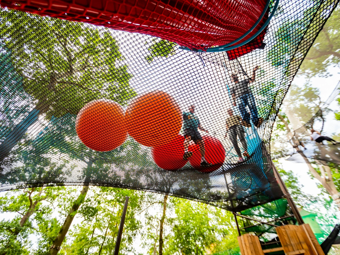 Large nets above with people on them.