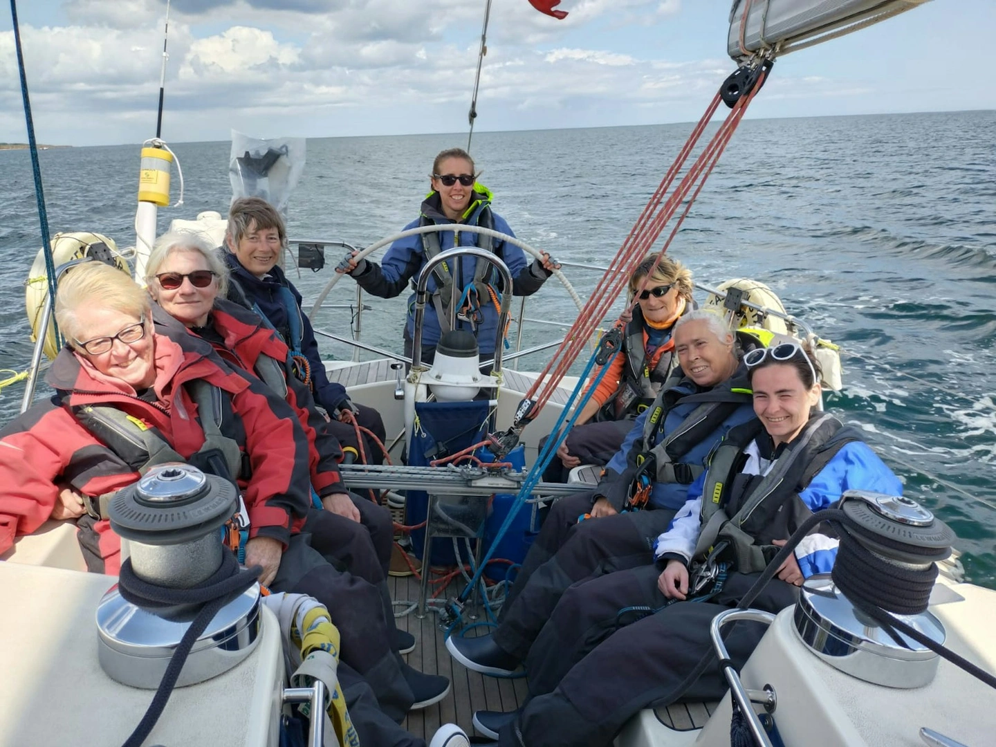 Group on a sailing boat.